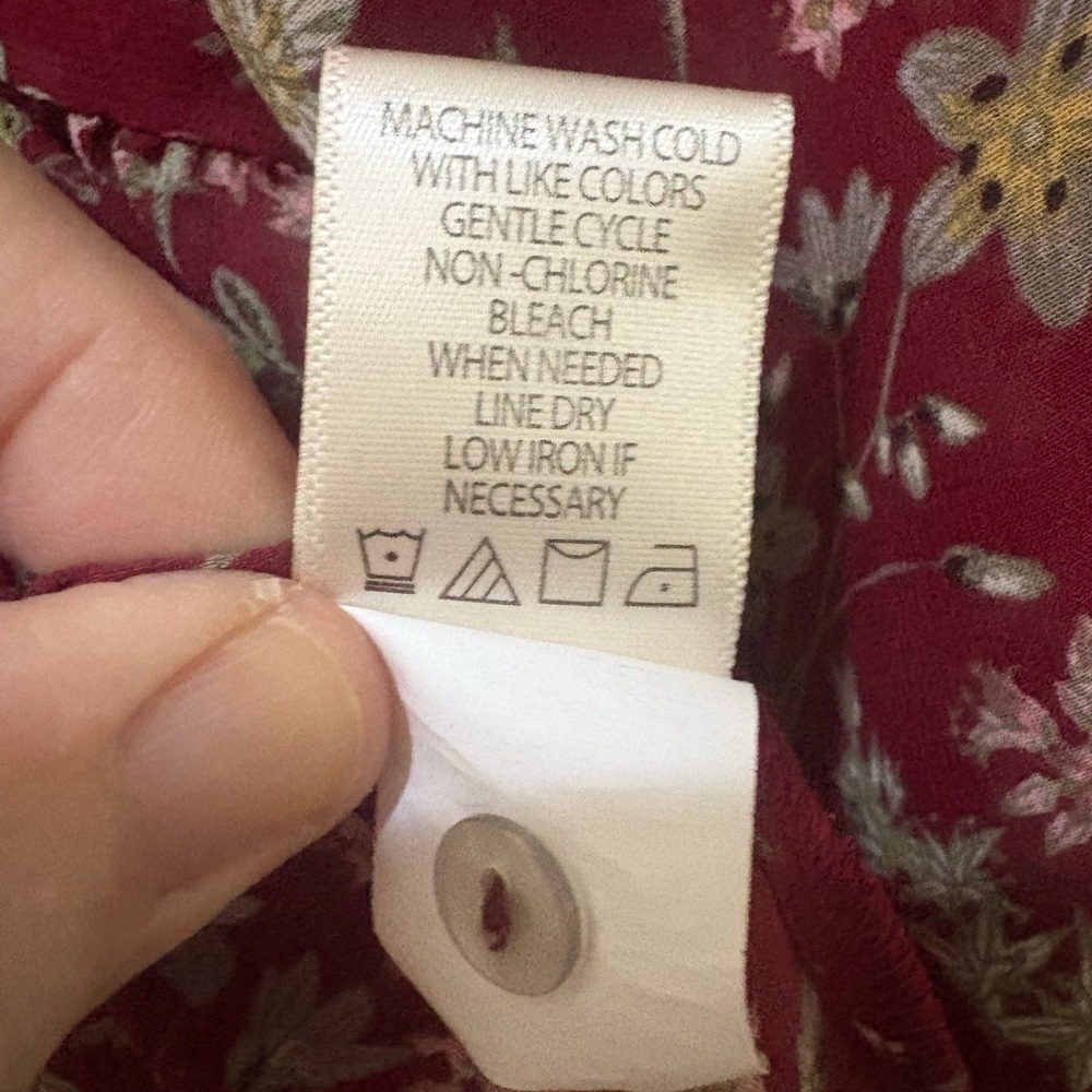 Max Studio Maroon Floral Button-Down Blouse - image 7